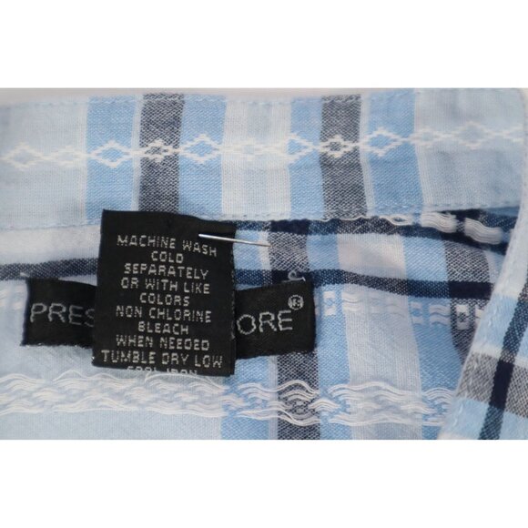 Prestwick & Moore Blue Plaid Button-Up Shirt Size Medium - Picture 8 of 11